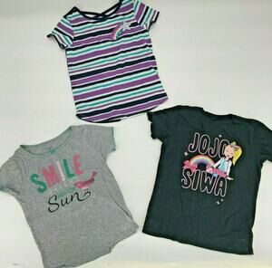 365 Kids Girls T-Shirt Lot Striped Smile Graphic 6